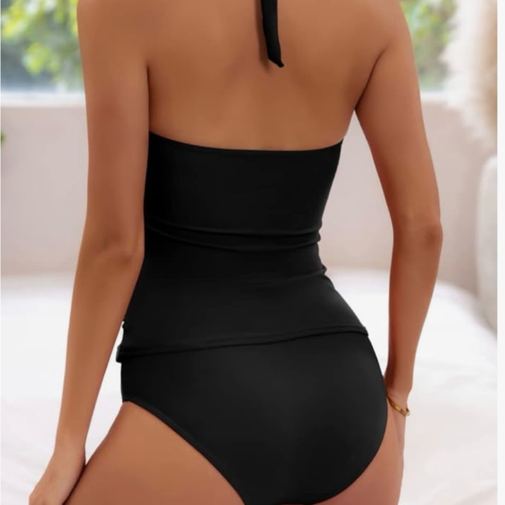 🩱Black Halter Tankini Swimsuit - size large 💦 - Picture 3 of 3